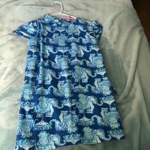 Lilly Pulitzer blue sundress set with matching shorts.